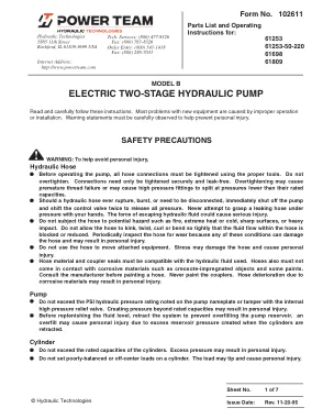 Première page de la documentation fabricant: Power Team 102611 – Notice d’utilisation