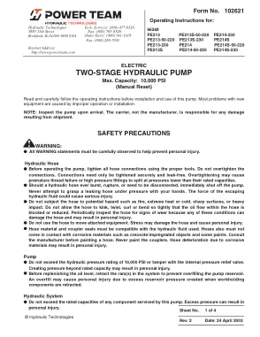 Première page de la documentation fabricant: Power Team 102621 – Document technique