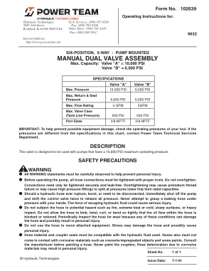 Première page de la documentation fabricant: Power Team 102639 – Notice d’utilisation