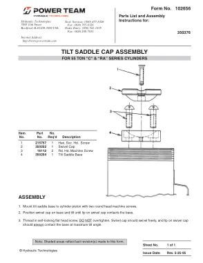 Première page de la documentation fabricant: Power Team 102656 – Notice d’utilisation