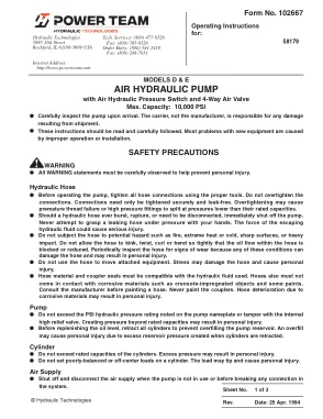 Première page de la documentation fabricant: Power Team 102667 – Notice d’utilisation