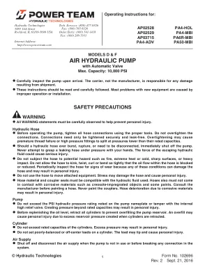 Première page de la documentation fabricant: Power Team 102696 – Notice d’utilisation