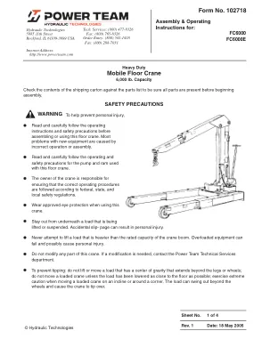 Première page de la documentation fabricant: Power Team 102718 – Notice d’utilisation