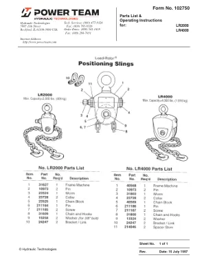 Première page de la documentation fabricant: Power Team 102750 – Notice d’utilisation