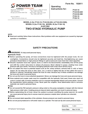 Première page de la documentation fabricant: Power Team 102811 – Notice d’utilisation