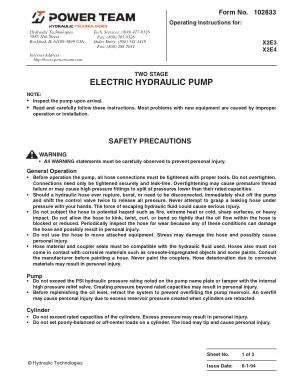 Première page de la documentation fabricant: Power Team 102833 – Document technique