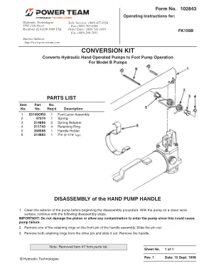 Première page de la documentation fabricant: Power Team 102843 – Notice d’utilisation