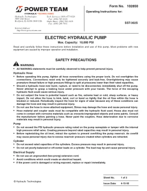 Première page de la documentation fabricant: Power Team 102850 – Document technique