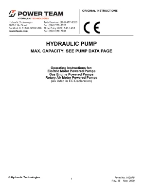 Primera página del documento del fabricante: Power Team 102875 – Manual de instrucciones