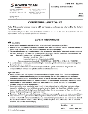 Première page de la documentation fabricant: Power Team 102896 – Notice d’utilisation