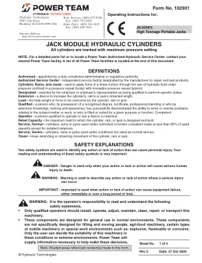 Première page de la documentation fabricant: Power Team 102901 – Notice d’utilisation