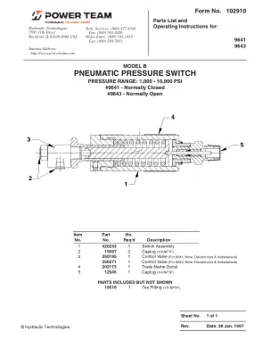 Première page de la documentation fabricant: Power Team 102910 – Notice d’utilisation