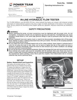 Première page de la documentation fabricant: Power Team 103509 – Notice d’utilisation