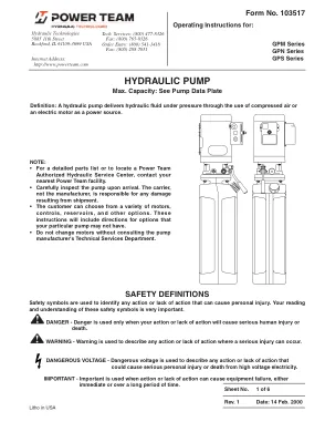 Première page de la documentation fabricant: Power Team 103517 – Notice d’utilisation