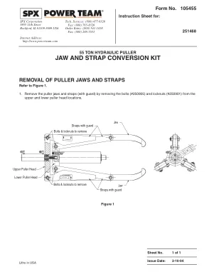 Première page de la documentation fabricant: Power Team 105455 – Liste de pièces détachées