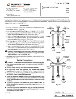 Première page de la documentation fabricant: Power Team 105894 – Liste de pièces détachées