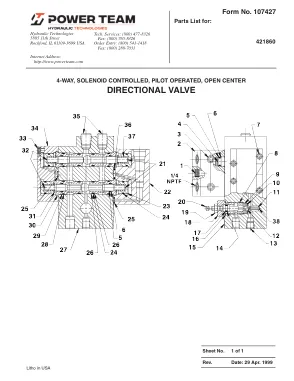 Première page de la documentation fabricant: Power Team 107427 – Liste de pièces détachées