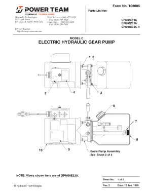 Première page de la documentation fabricant: Power Team 108006 – Liste de pièces détachées