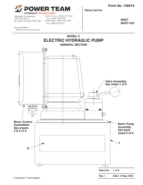 Première page de la documentation fabricant: Power Team 108019 – Liste de pièces détachées