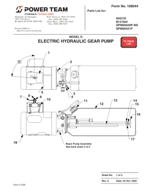 Première page de la documentation fabricant: Power Team 108044 – Liste de pièces détachées