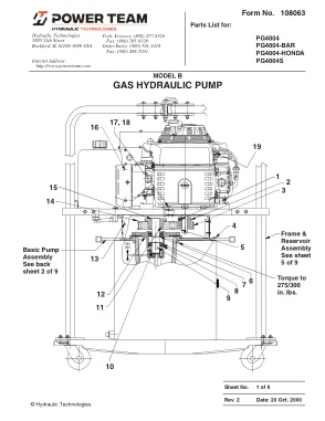 Première page de la documentation fabricant: Power Team 108063 – Liste de pièces détachées