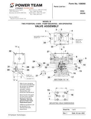 Première page de la documentation fabricant: Power Team 108068 – Liste de pièces détachées