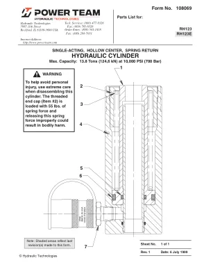 Première page de la documentation fabricant: Power Team 108069 – Liste de pièces détachées