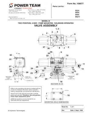 Première page de la documentation fabricant: Power Team 108077 – Liste de pièces détachées