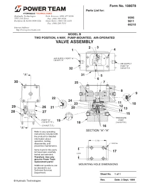 Première page de la documentation fabricant: Power Team 108078 – Liste de pièces détachées