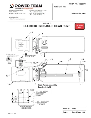 Première page de la documentation fabricant: Power Team 108080 – Liste de pièces détachées