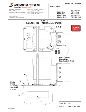 Première page de la documentation fabricant: Power Team 108083 – Liste de pièces détachées