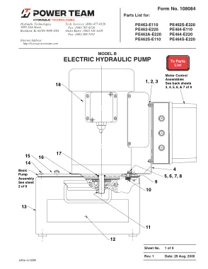Pierwsza strona dokumentacji producenta: Power Team 108084 – Wykaz części zamiennych