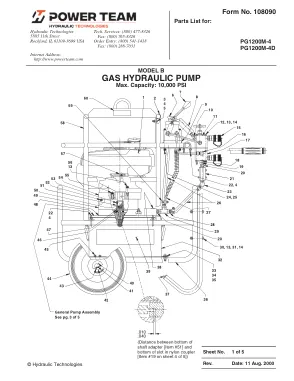 Première page de la documentation fabricant: Power Team 108090 – Liste de pièces détachées