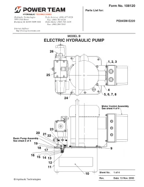 Première page de la documentation fabricant: Power Team 108120 – Liste de pièces détachées