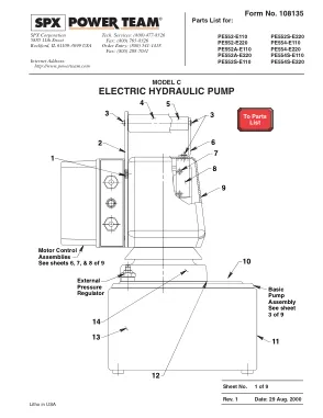 Première page de la documentation fabricant: Power Team 108135 – Liste de pièces détachées