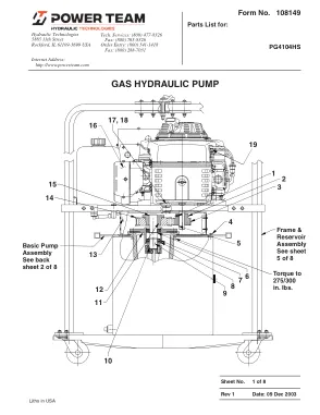 Première page de la documentation fabricant: Power Team 108149 – Liste de pièces détachées