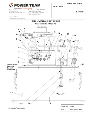 Première page de la documentation fabricant: Power Team 108151 – Liste de pièces détachées