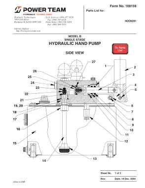 Première page de la documentation fabricant: Power Team 108159 – Liste de pièces détachées