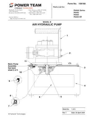 Première page de la documentation fabricant: Power Team 108168 – Liste de pièces détachées