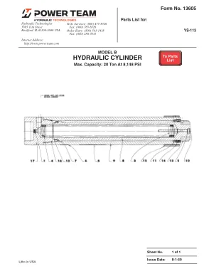 Première page de la documentation fabricant: Power Team 13605 – Liste de pièces détachées