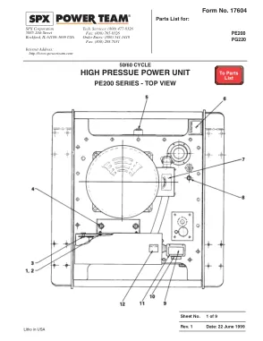 Première page de la documentation fabricant: Power Team 17604 – Liste de pièces détachées