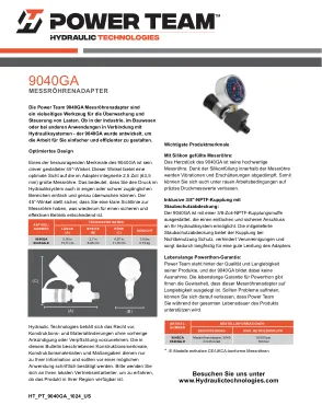 Première page de la documentation fabricant: Power Team HT_PT_9040ga_1024_DE – Brochure