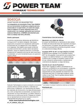Première page de la documentation fabricant: Power Team HT_PT_9040ga_1024_ES(MX) – Brochure