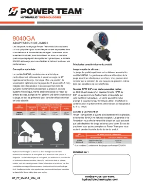 Première page de la documentation fabricant: Power Team HT_PT_9040ga_1024_FR – Brochure