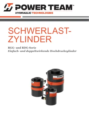 Première page de la documentation fabricant: Power Team HT_PT_RDG_RGG_Modular_Cylinders_1124_DE – Brochure