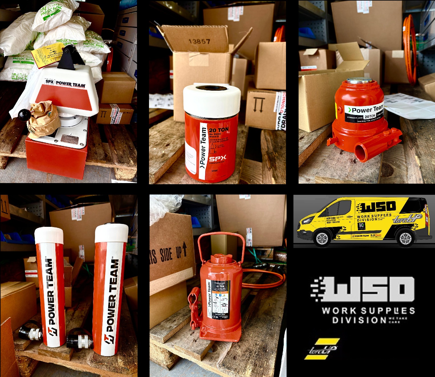 Componentes hidráulicos Power Team de una entrega a WSD